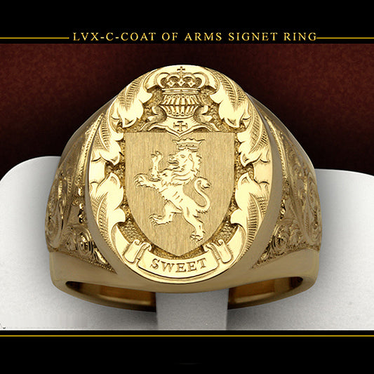 Lion Shield Badge Gold Plated Royal Rings
