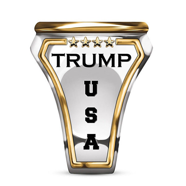 Men's Personality President Trump Two-tone Hip Hop Rings