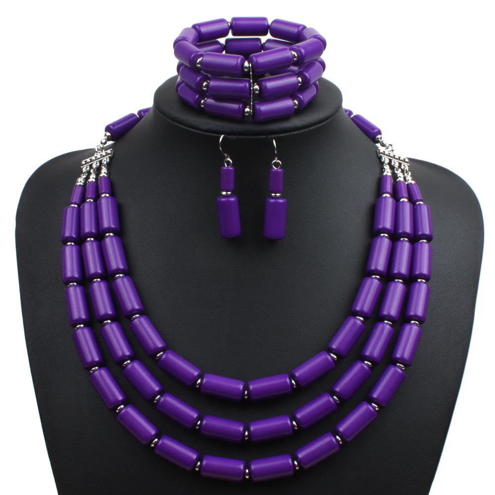 Popular Slouchy Ornament Beaded Three-piece Suit Necklaces
