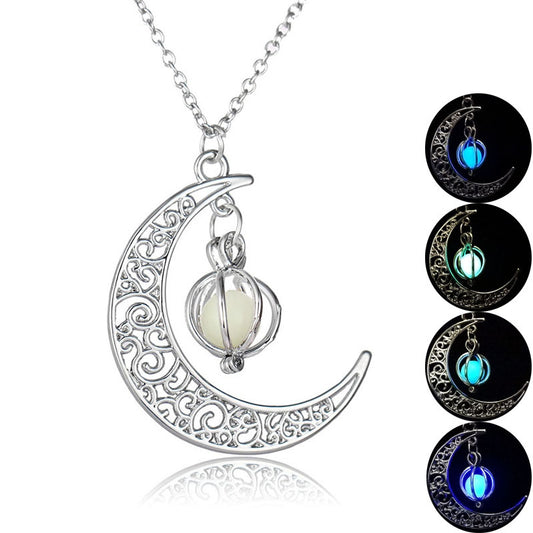 Luminous Moon And Pumpkin Halloween Clavicle Necklaces