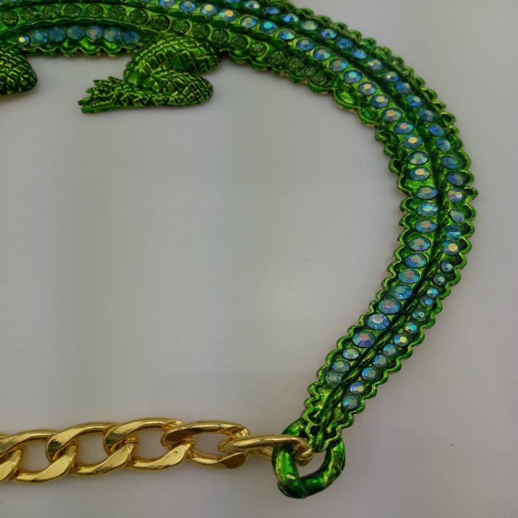 Women's Crocodile Shape Diamond Clavicle Chain Detachable Necklaces
