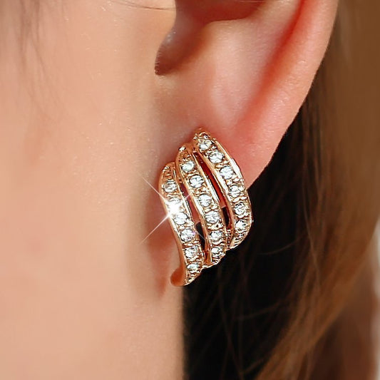 Wings Small Fresh Feather Diamond Crystal Earrings