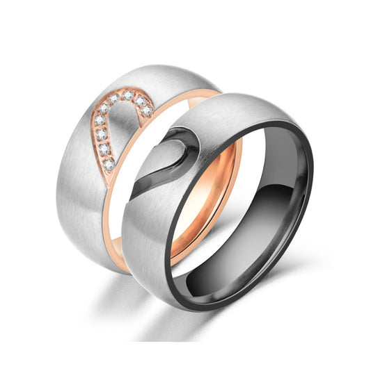 Love Heart-shaped Titanium Steel Couple Fashion Female Rings