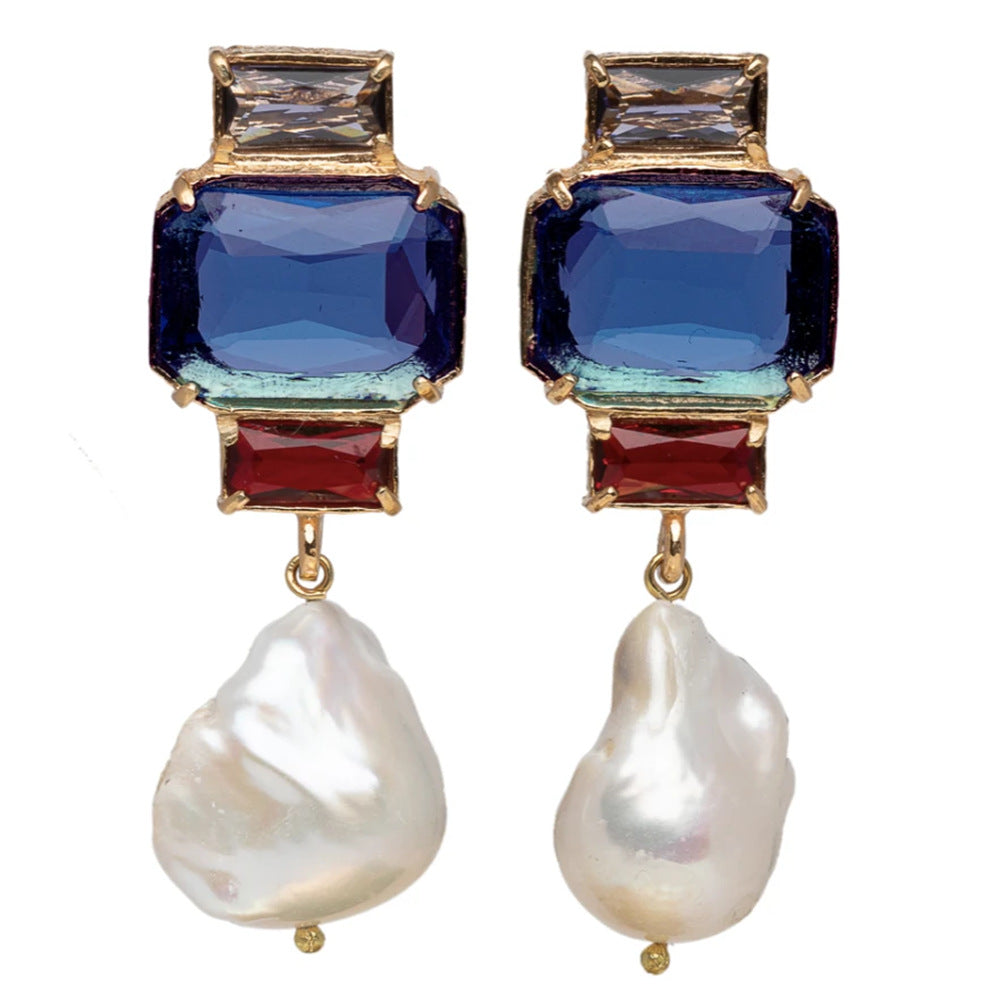 Women's Fashion Simplicity And Exaggeration Square Pearl Earrings