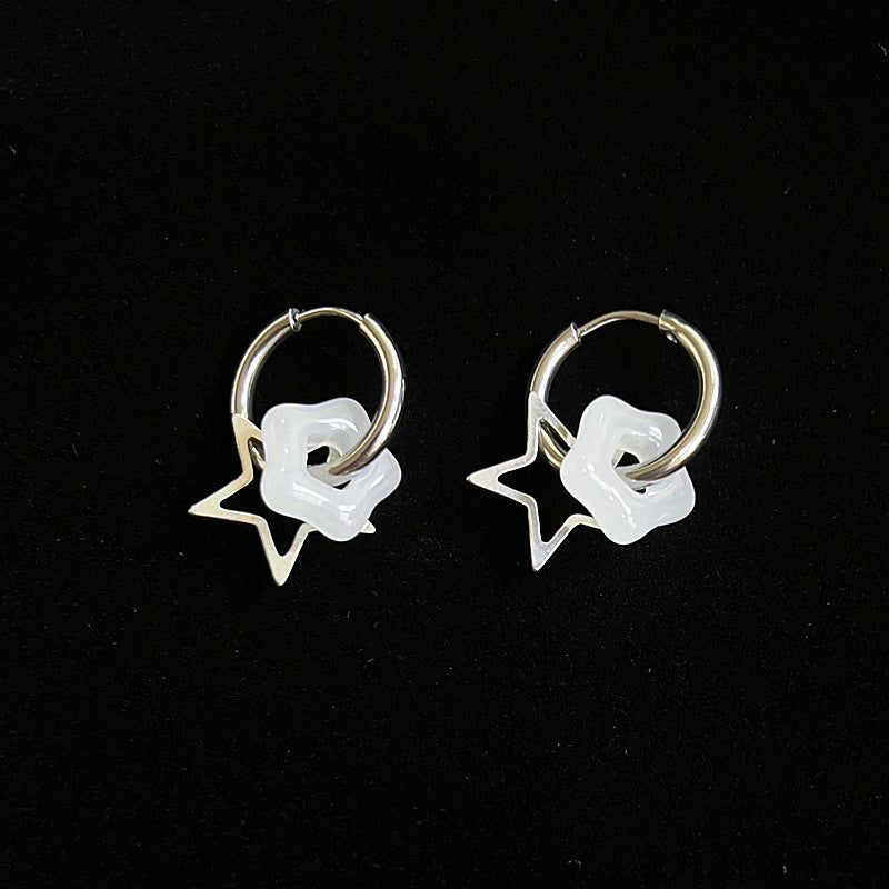 Women's Pentagram Niche Design Ear Clip Light Earrings