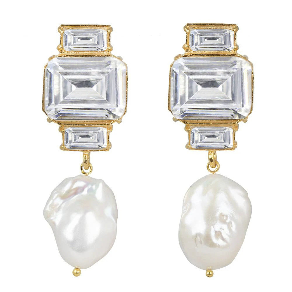 Women's Fashion Simplicity And Exaggeration Square Pearl Earrings