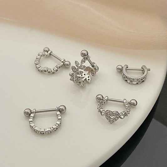 Women's Trendy Heart-shaped Niche Design Simple Ear Bone Clip Light Earrings