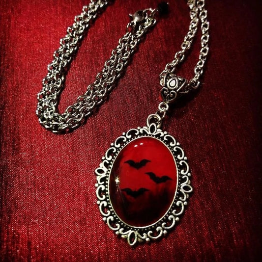 Blood And Bat Dracula Inspired Resin Necklaces
