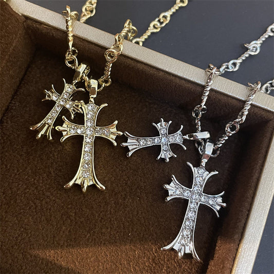 Women's Double Cross Long Summer Light Luxury Minority High-grade Clavicle Necklaces