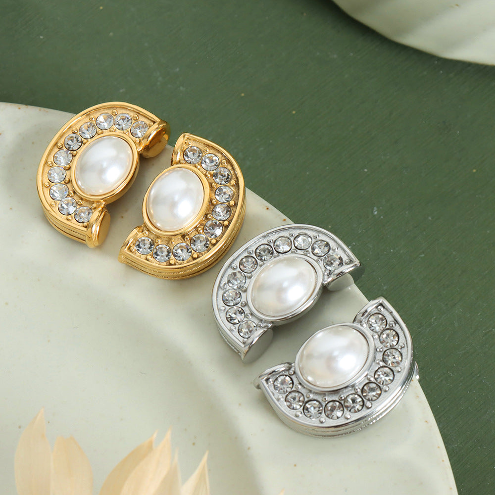 Women's French Gorgeous Refined Rhinestone Letter Shaped Light Earrings