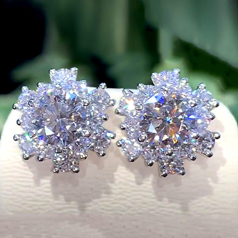 Women's Shi Sweet Cool Style Flower Exquisite Full Earrings