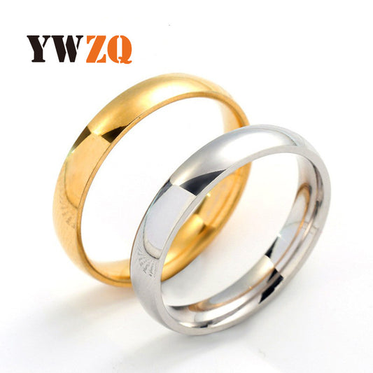 Accessories Titanium Steel Arc Glossy Couple Stainless Fine Rings