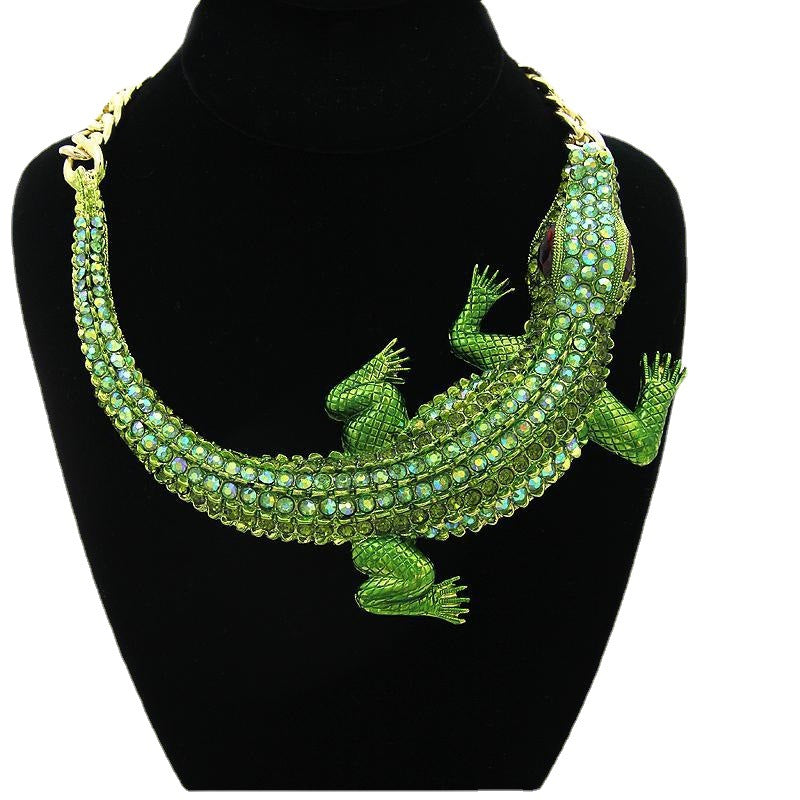 Women's Crocodile Shape Diamond Clavicle Chain Detachable Necklaces
