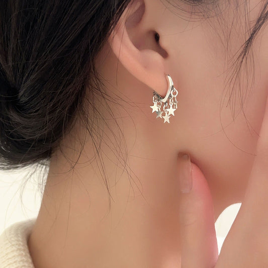 Women's Sier Sterling Starry Star Small Design Earrings