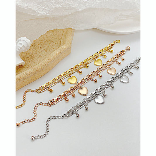 Women's Fashion Stainless Steel Round Beads Love Bracelets