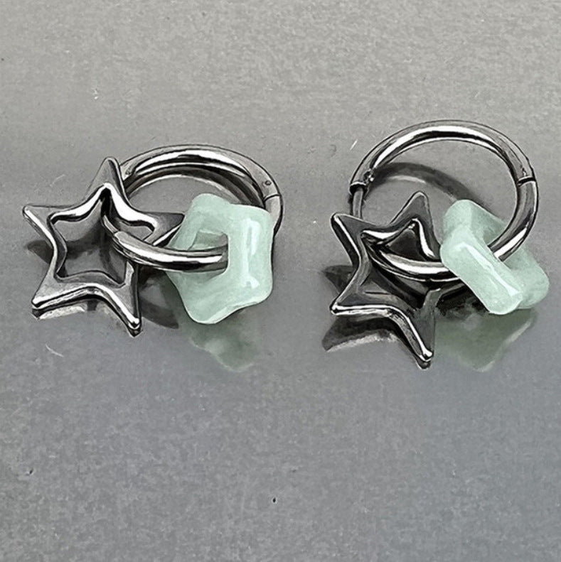 Women's Pentagram Niche Design Ear Clip Light Earrings