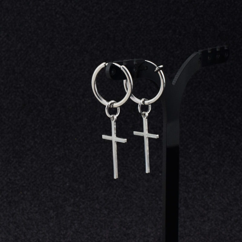 Min Cross Female Titanium Steel Ear Earrings
