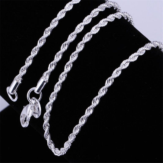 Trendy Jewelry Twist Sier Plated Flash Necklaces