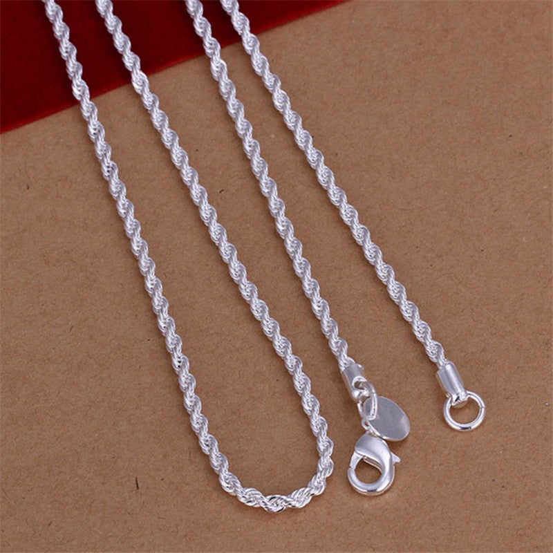 Trendy Jewelry Twist Sier Plated Flash Necklaces