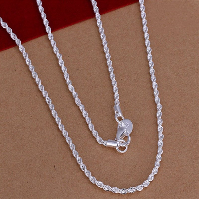 Trendy Jewelry Twist Sier Plated Flash Necklaces