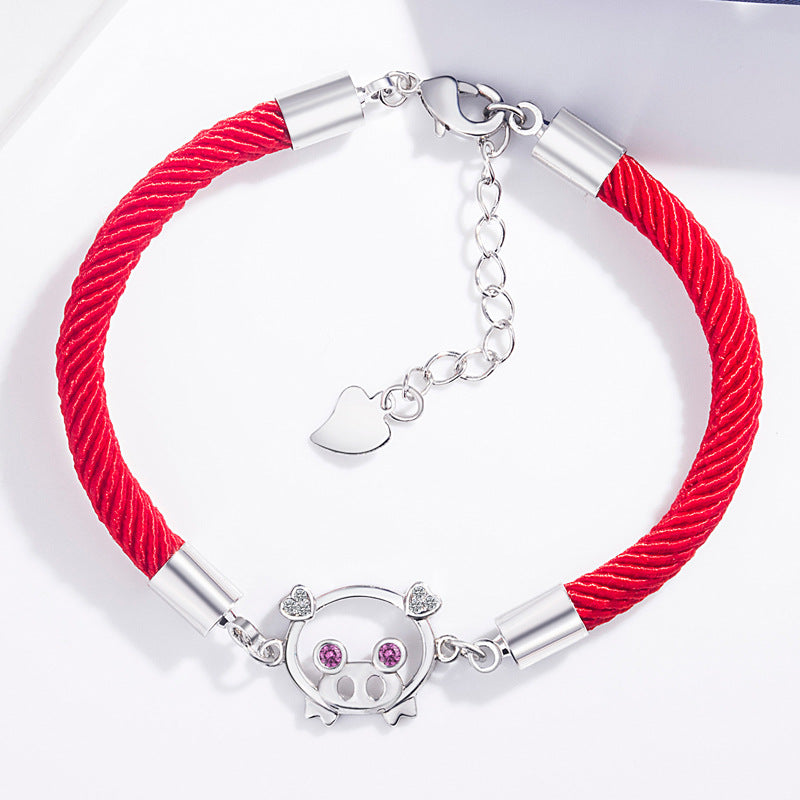 Zodiac Pig Lucky String With Beads Life Sier Bracelets