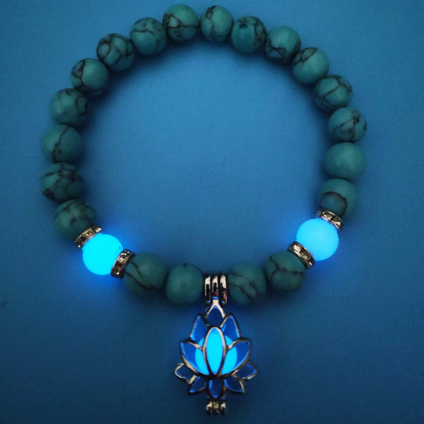 Turquoise Bead Yoga Energy Luminous Lotus Bracelets
