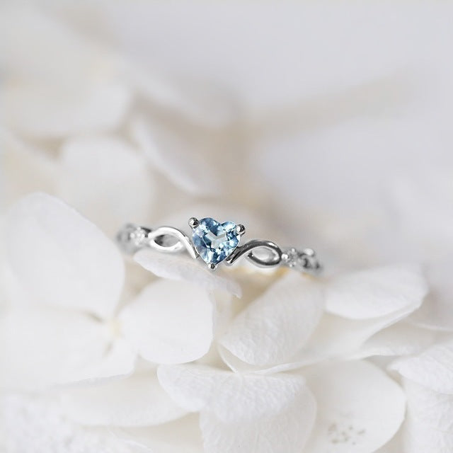 Simple And Fresh Heart-shaped Navy Blue Rings