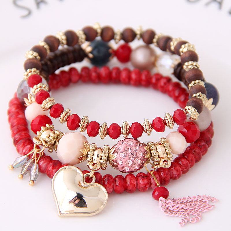 Beads Heart Retro Fashion Match Sets Bracelets