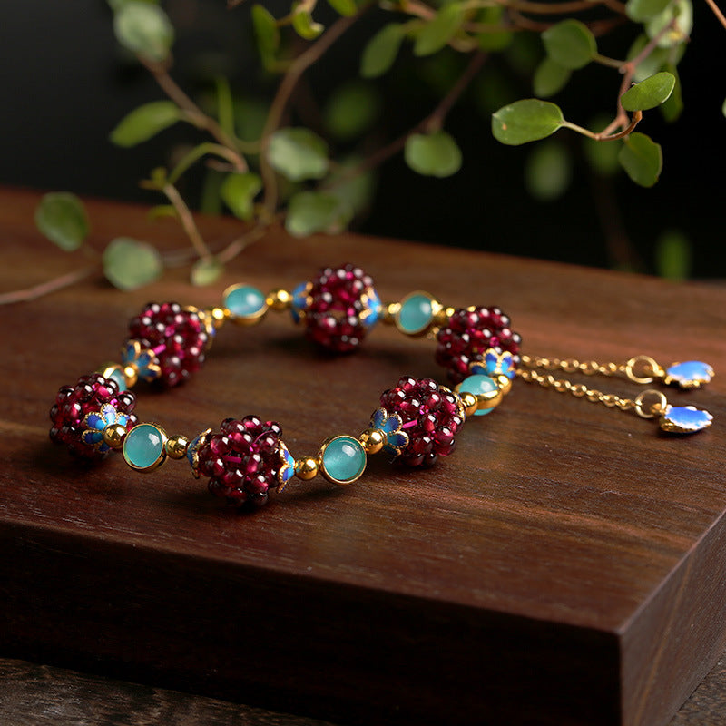 Women's Style Natural Garnet Simple With Ite Bracelets