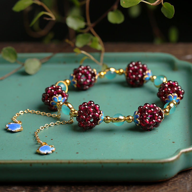 Women's Style Natural Garnet Simple With Ite Bracelets