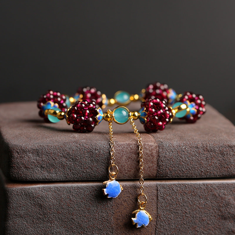 Women's Style Natural Garnet Simple With Ite Bracelets