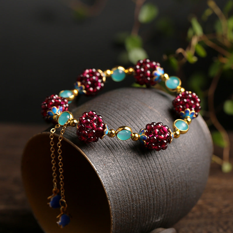 Women's Style Natural Garnet Simple With Ite Bracelets