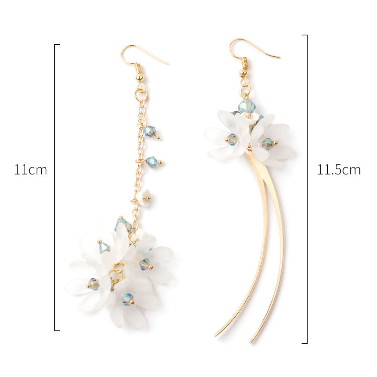Style Mori Vacation Asymmetric Flower Elegant Acrylic Earrings