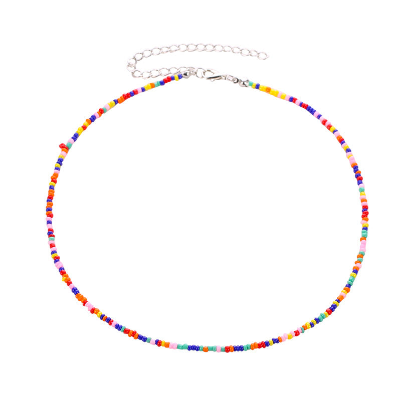 Beaded Colorful Small Beads Summer Beach Clavicle Necklaces