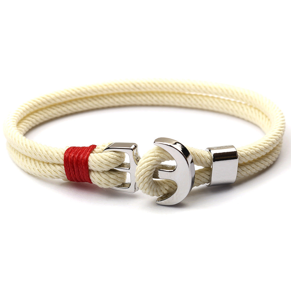 Navy Boat Anchor Life Red Rope Milan Hand Bracelets