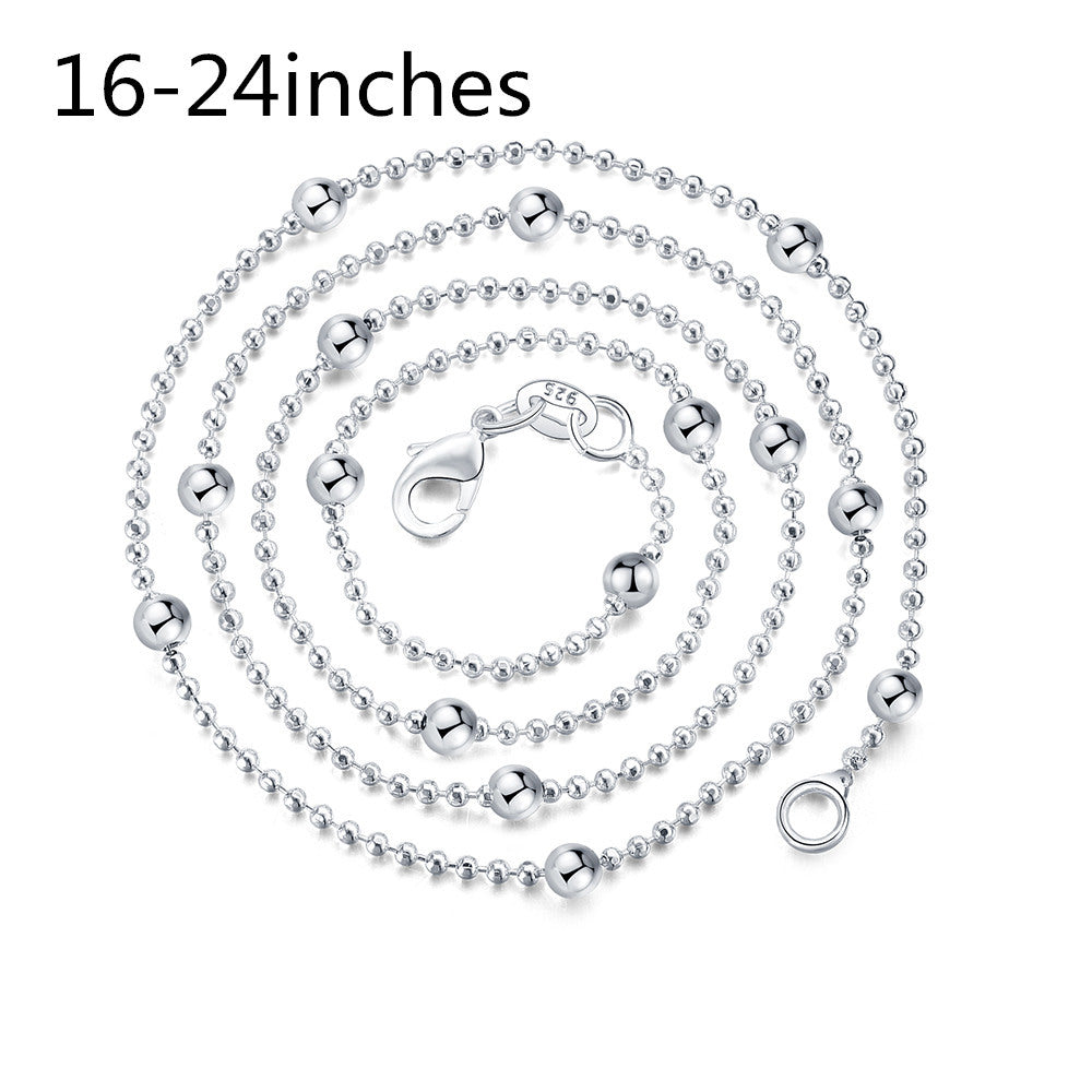 Sier Plated Bead Sweater Chain Jewelry Necklaces