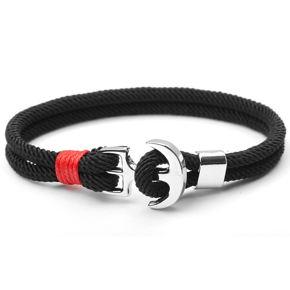 Bracelets à main en corde rouge, ancre de bateau de la marine, vie Milan