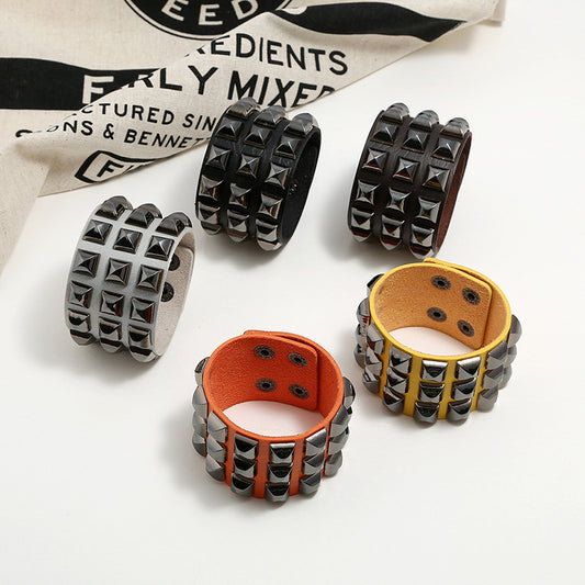 Stable Punk Leather Nightclub Bar Exaggerated Bracelets