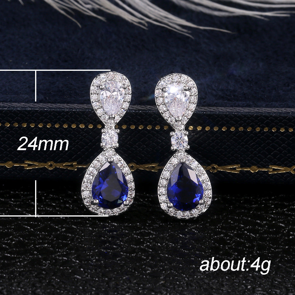 Noble Luxury Sapphire Water Drop Banquet And Earrings