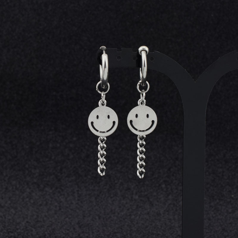 Wang Smiley Chain Stainless Steel Style Earrings