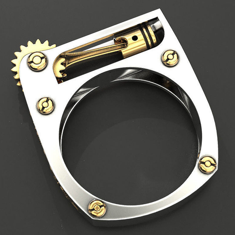 Geometric Mechanical Two-color Unisex Popular Ornament Rings