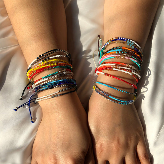 Bracelets féminins de couleur de style ethnique bohème en cristal