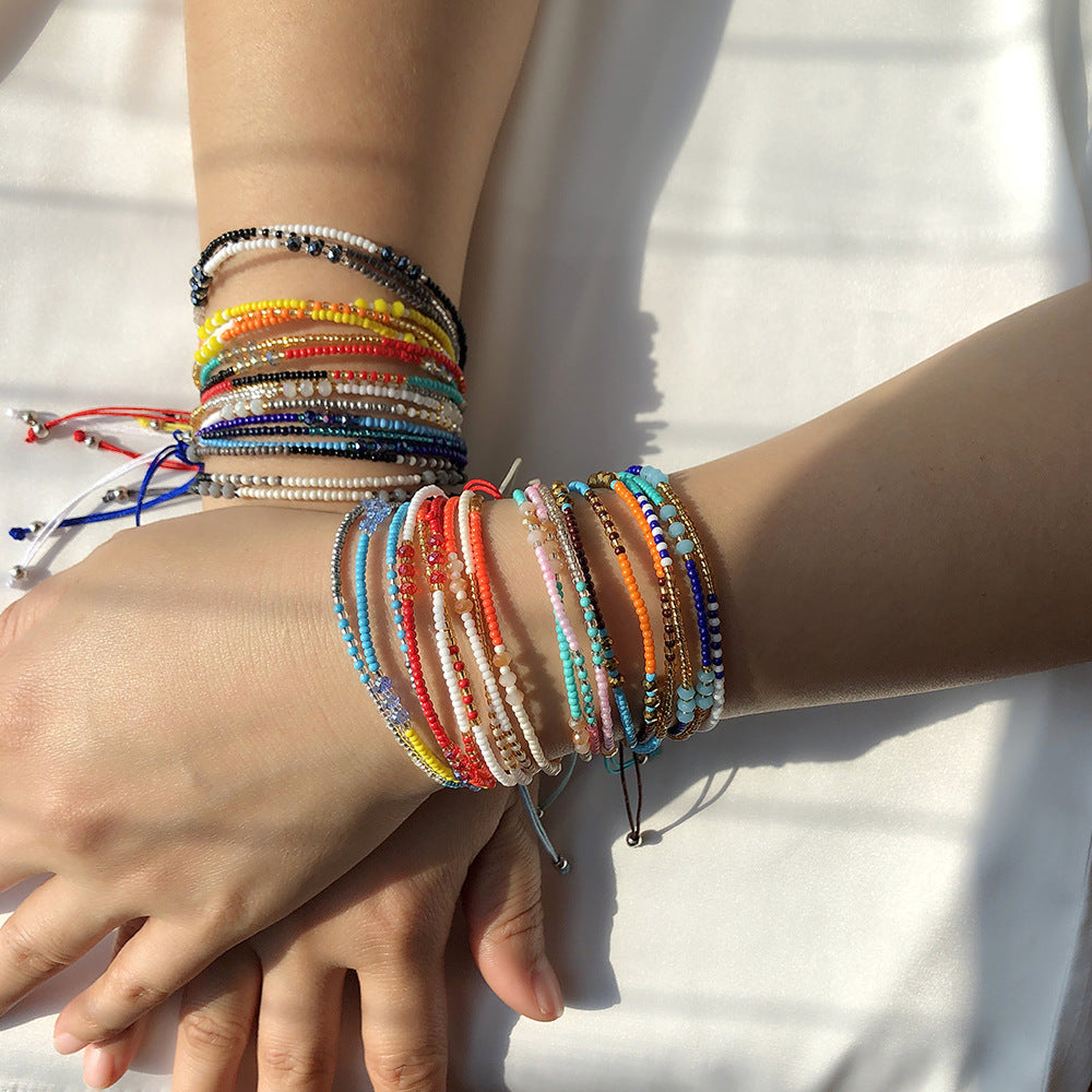 Bracelets féminins de couleur de style ethnique bohème en cristal