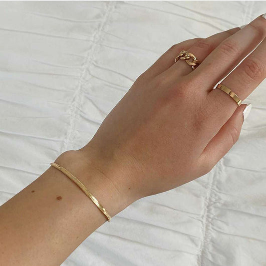 Gold Gentle And Elegant Chain Like Flat Bracelets