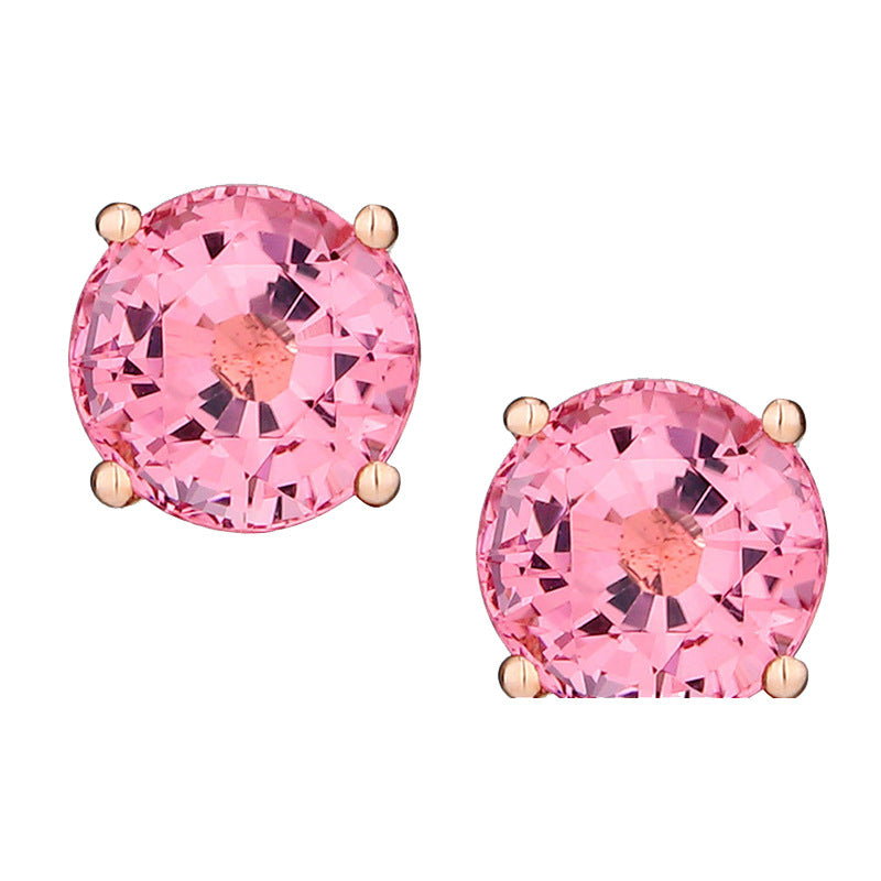 Women's Pink Crystal Classic Diamond Elegant Earrings