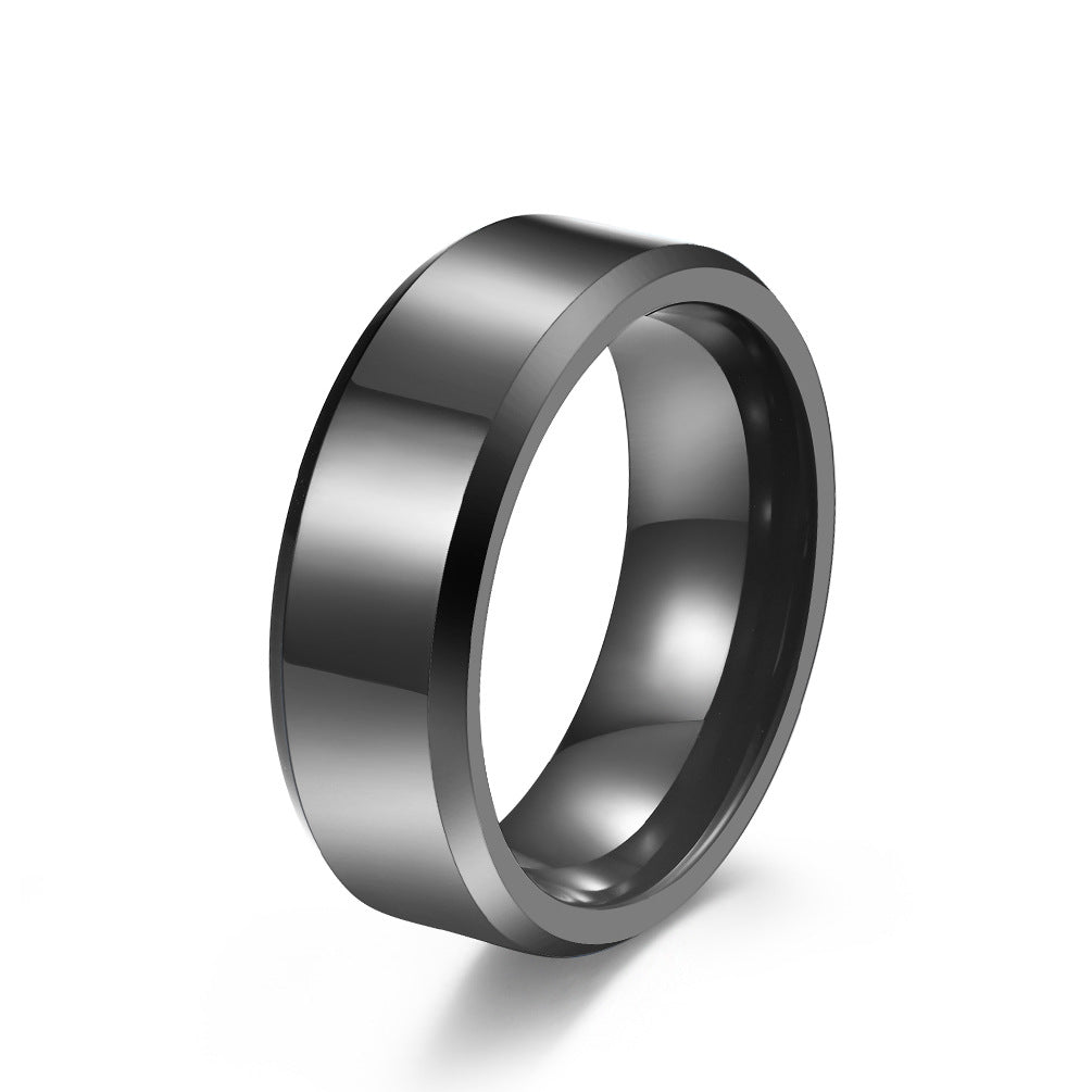 Double Bevel Tungsten Steel Glossy Gold Rings