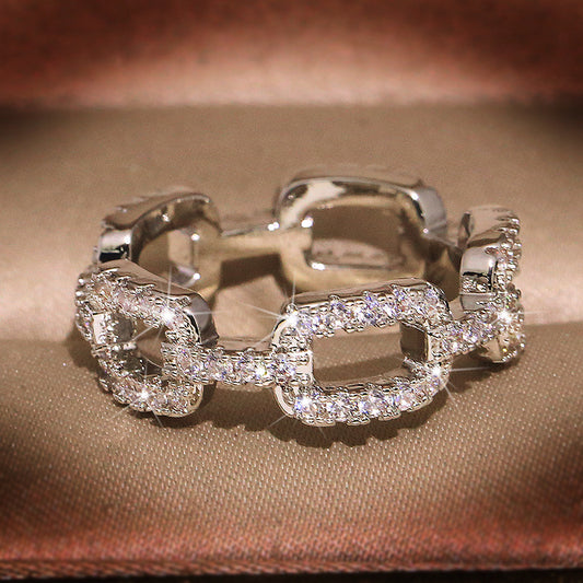 Sense Design Fully Jeweled Loving Heart Rings
