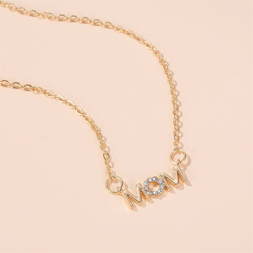 Day Simple English Letter Mother Pendant Clavicle Chain Necklaces