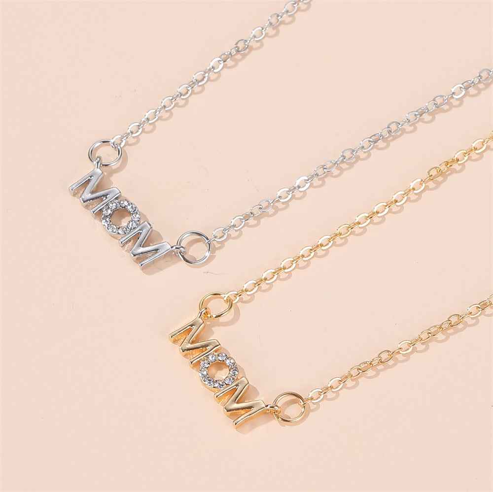 Day Simple English Letter Mother Pendant Clavicle Chain Necklaces