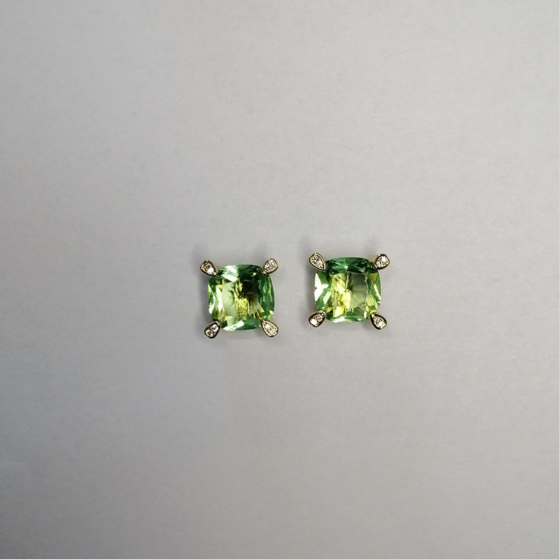 Emerald Korean Style Green Crystal Full-jeweled Earrings